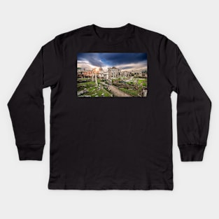 Roman Forum in Rome, Italy, also known as Foro di Cesare Kids Long Sleeve T-Shirt